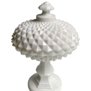 VINTAGE WESTMORELAND SAWTOOTH
DIAMOND POINT GLASS FOOTED PEDESTAL
COMPOTE BOWL